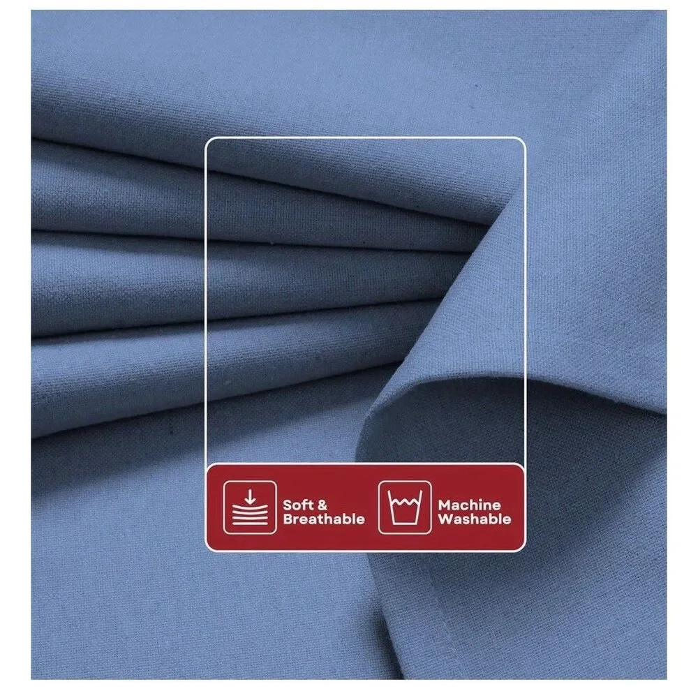 Heirloom Comfort Coastal Farmhouse Curtains Sky Blue 84” Cotton Panel Set 2